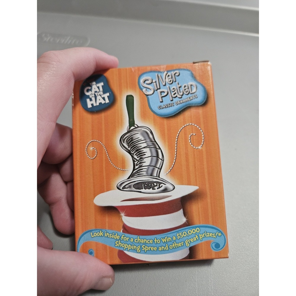 The Cat In The Hat‎ " The Magic Hat" Silver Plated Ornament 2003 SEALED